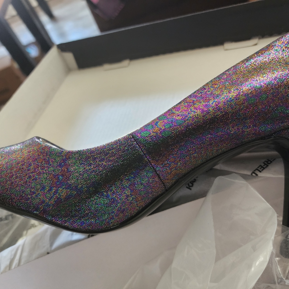 Karl Lagerfeld Silver Heels with Shimmering Finish